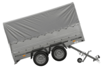 2-Achs Pkw-Anhänger UNITRAILER GARDEN TRAILER 264/2 KIPP mit Stützrad, Bordwandaufsatz, H-800 Rahmen und grauer Plane – Bild 3