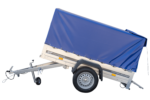 Anhänger Garden Trailer 200 KIPP 200×106 cm 750 kg [mit Hochspriegel, blauer Hochplane und Stützrad]-Neu – Bild 6