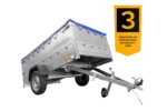 Anhänger mit faltbarer Deichsel GARDEN TRAILER 230 KIPP mit zusätzlichen Bordwänden, Stützrad und blauer Flachplane – Bild 3