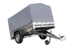 Einachsanhänger auf Federn 200×125 UNITRAILER GARDEN 201/R KIPP mit H-800-Rahmen und grauer Plane