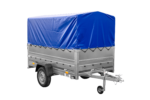 PKW-Anhänger 230×125 UNITRAILER GARDEN 230 FD mit BIS-Bordwänden, H-800-Gestell und blauer Plane