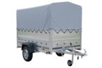 PKW-Anhänger auf Federn 230×125 UNITRAILER GARDEN 230/R KIPP mit BIS-Seiten, H-800-Rahmen und grauer Plane