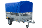 Planenanhänger 230×125 Garden Trailer 230 KIPP mit Laubgitteraufsatz, blauer Hochplane, Hochspriegel und Stützrad – Bild 6