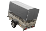 Planenanhänger 230×125 Garden Trailer 230 KIPP mit Laubgitteraufsatz, grauer Hochplane, Hochspriegel und Stützrad – Bild 4