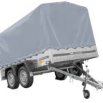 Zweiachsanhänger 264×150 UNITRAILER GARDEN 265/2 KIPP mit Rahmen H-1100 und grauer Plane